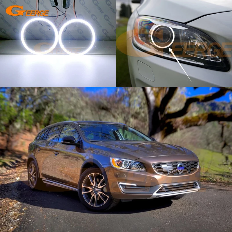 For Volvo S60 II 134 V60 155 157 2014 2015 2016 2017 2018 Ultra Bright DRL COB Led Angel Eyes Kit Halo Rings