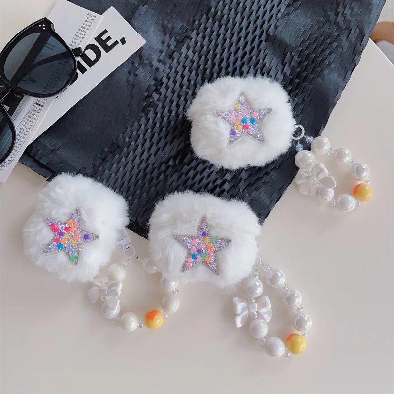 

Three-dimensional five-pointed star plush phone case compatible with Appleairpods3/4Cartoon LanyardPRO3PersonalityPRO2