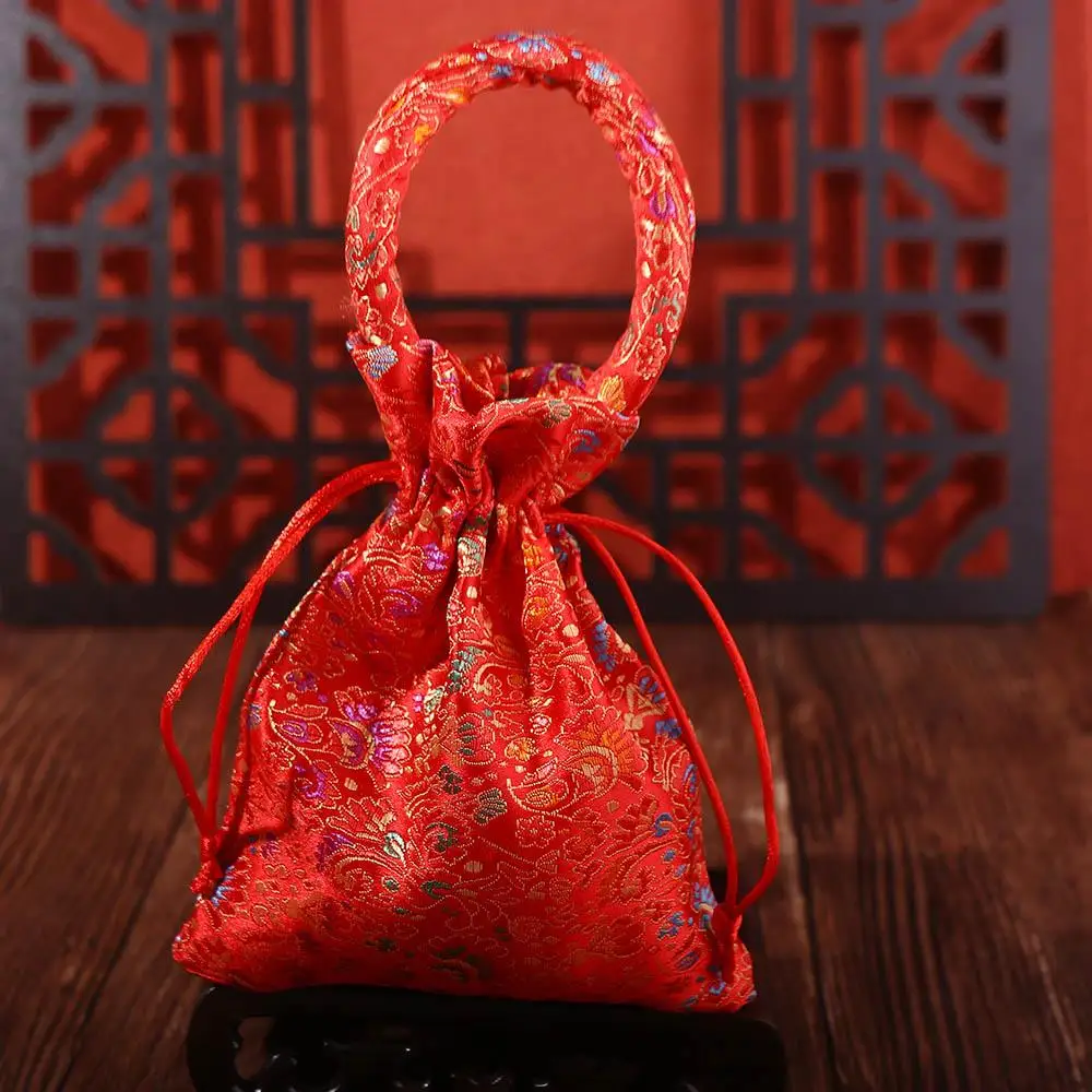 Chinese Style Red With Tassels Chinese Knot Bride and Groom Party Supplies Handle Bag Wedding-favor Gift Package Bag Candy Bag