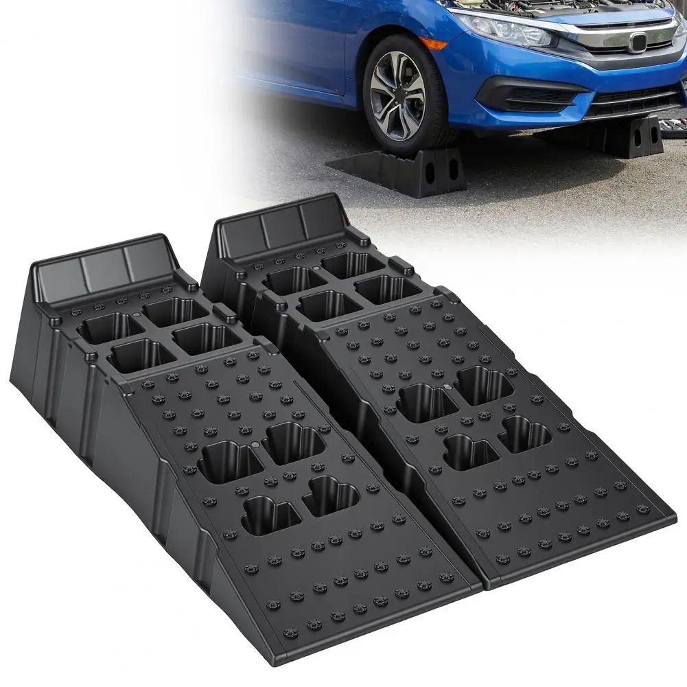2Pcs 12" Wide Plastic Car Ramps, 13000Lbs Total Capacity 8.6" Lift Height Vehicle Ramp for Garage Oil Change Maintenance