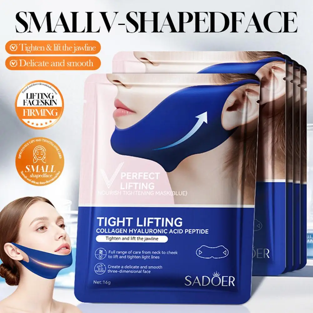 V Line Lifting Face Mask Collagen Hyaluronic Acid Slimming Chin Bandage Firming Jawline Facial Contour Sheet Mask