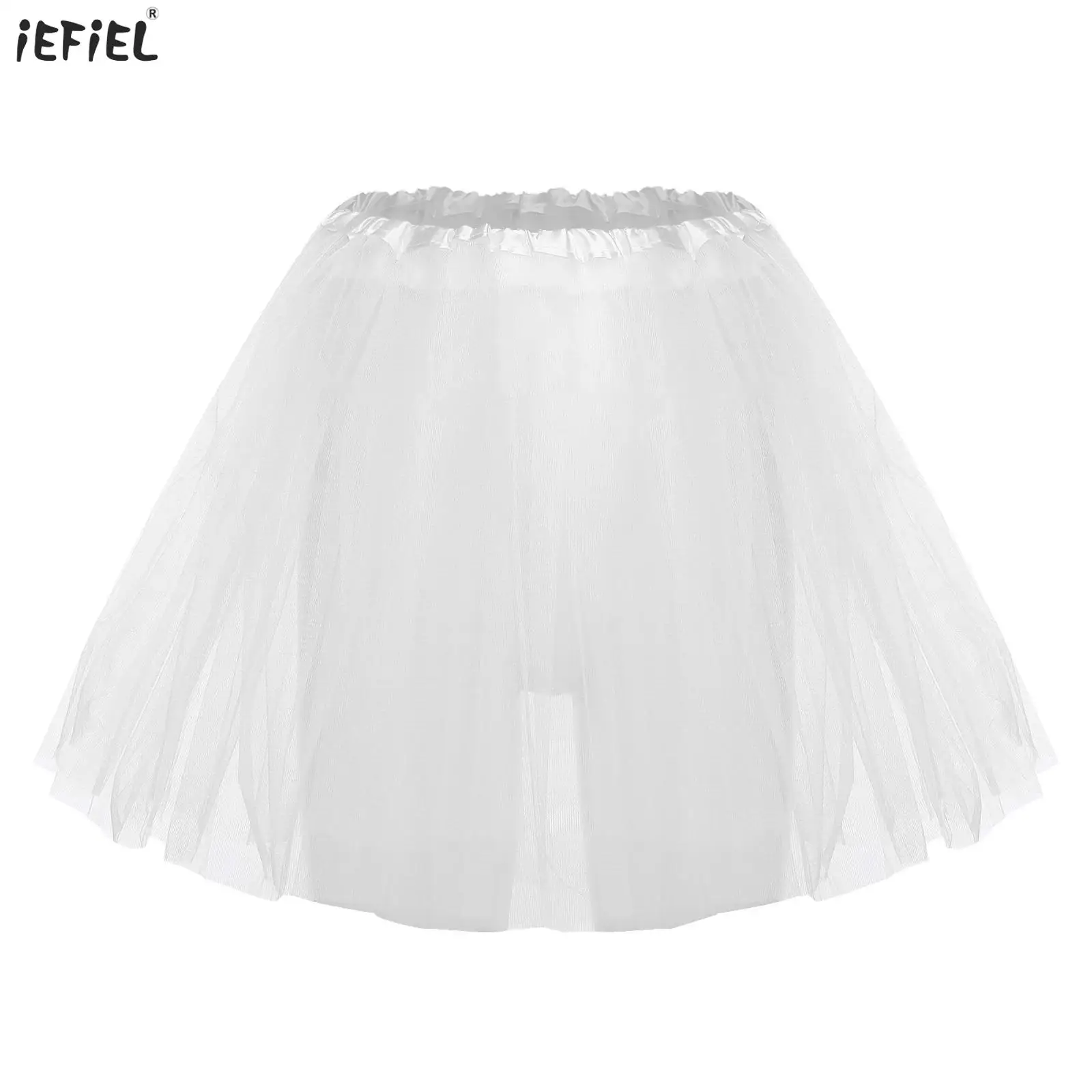 

Women's Ballet Dance Skirt 3-layer Tulle Tutu Skirt Elastic Waist Pleated Hem Puff Skirt Lolita Underskirt for Stage Performance