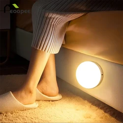 Luz LED nocturna con Sensor de movimiento, lámpara de noche recargable por USB para cocina, dormitorio, Base magnética, luz de pared, iluminación de escaleras