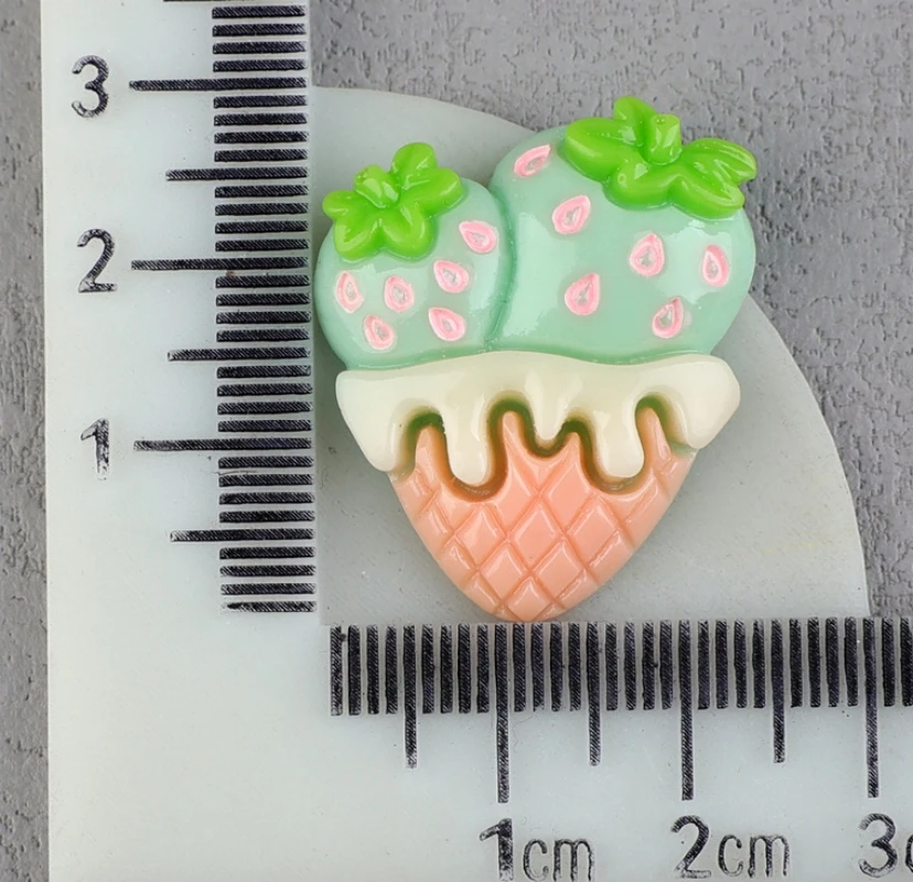 10pcs Resin Strawberry Cake Cabochon Flatback for Hairpin Accessory Sweet Food Miniature Art Supply Decoration Charm Craft