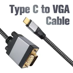 USB C to VGA Cable HD1080P,Type C male to VGA male Converter adapter cord for Monitor,Laptop,Projector,MacBook Pro, Air, iPad