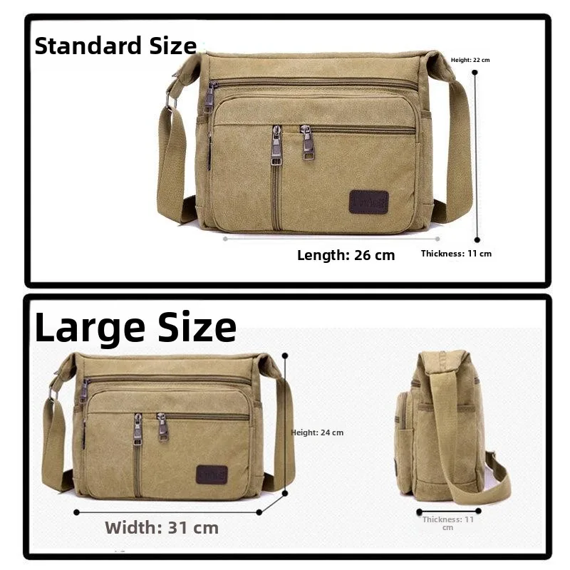 Thickened Wear-Resistant Canvas Backpack Casual Crossbody Men's Bag Horizontal Single Shoulder Backpack for Young Men
