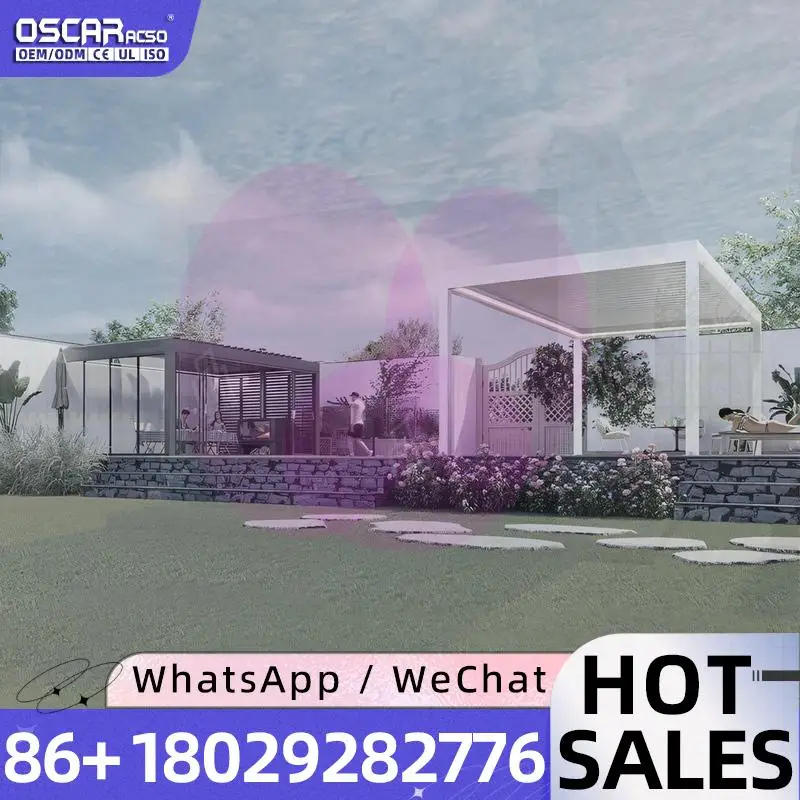 Windproof Waterproof Aluminum Sunshade Leisure Pavilion for Courtyard Back Garden Restaurant pergola