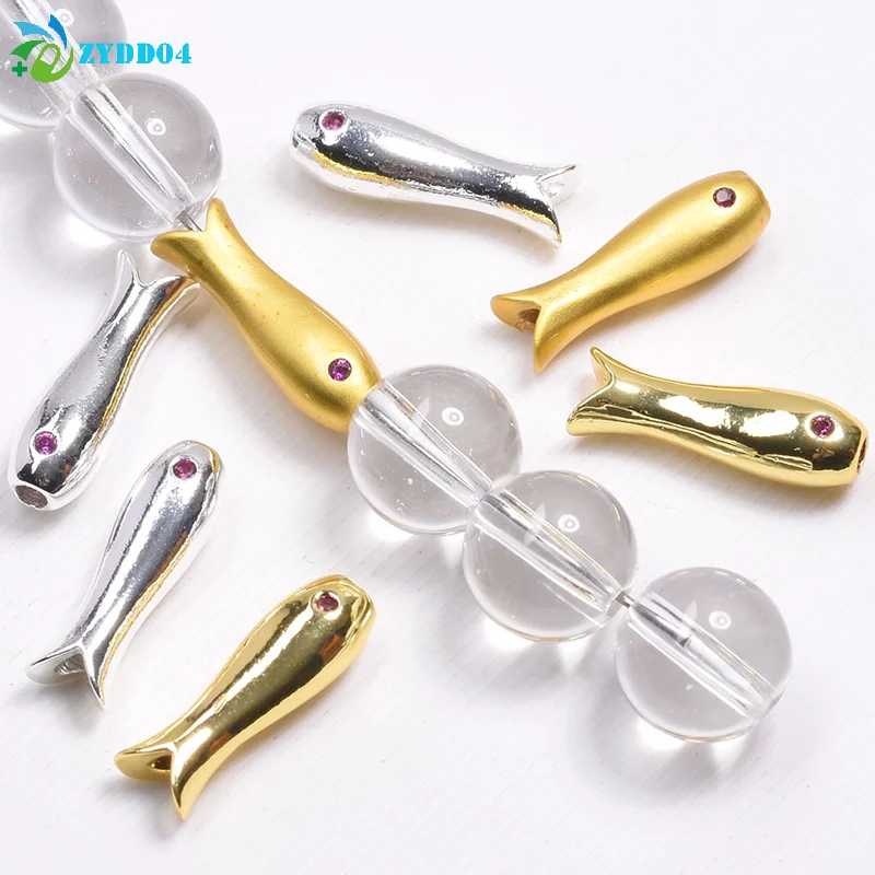 ●10Pcs Stainless Steel Fish Beads Charms Spacer Loose Beads For Jewelry Making Crafts Handmade DIY Bracelet Accessories Bulk