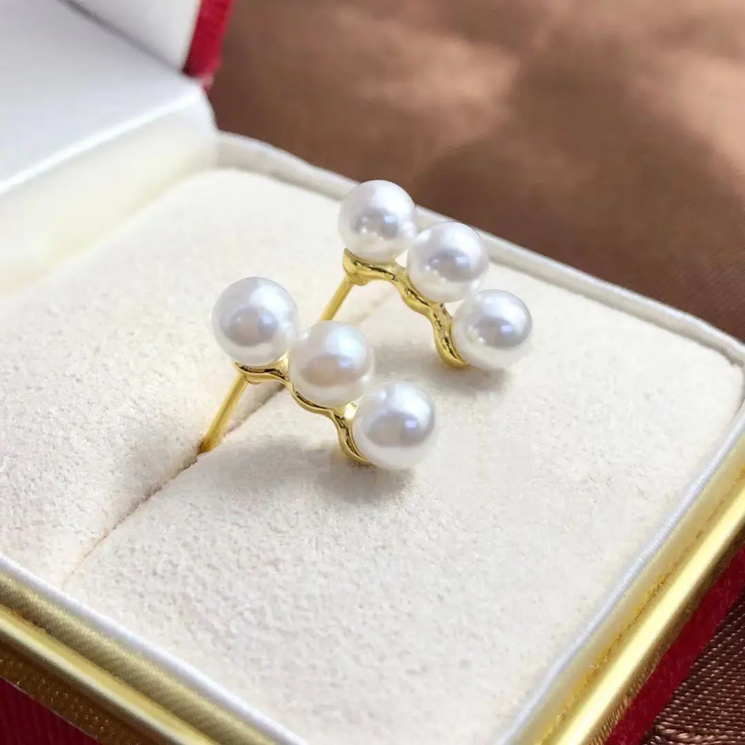 

Wholesale S925 Sterling Silver Earrings Mount Findings Settings Base Mounting Parts Accessory for 4-5mm Pearls 5 pairs/lot