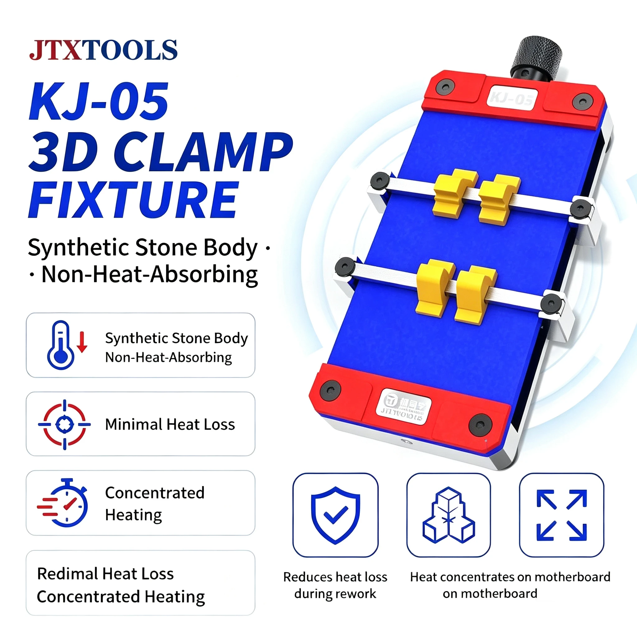 JTX KJ-05 3D Suspended Chip PCB Fixture For Mobile phone Motherboard PCB Hard Disk Glue Removal Welding Repair Fixing Fixture