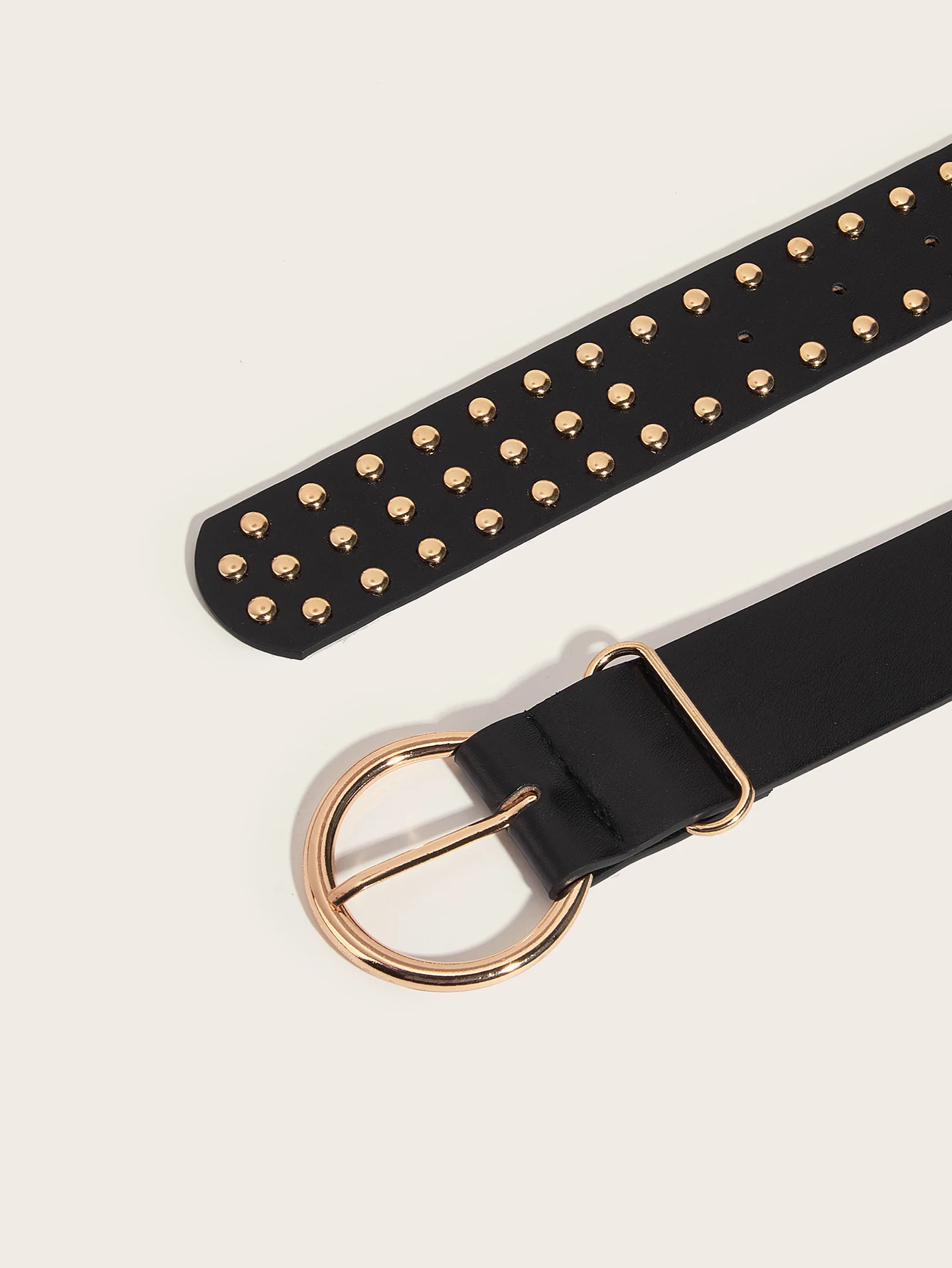 1pc Men's Black Punk Vintage Bohemian Gold Round Buckle Rivet Belt Jeans Accessory, Suitable For Daily Wear