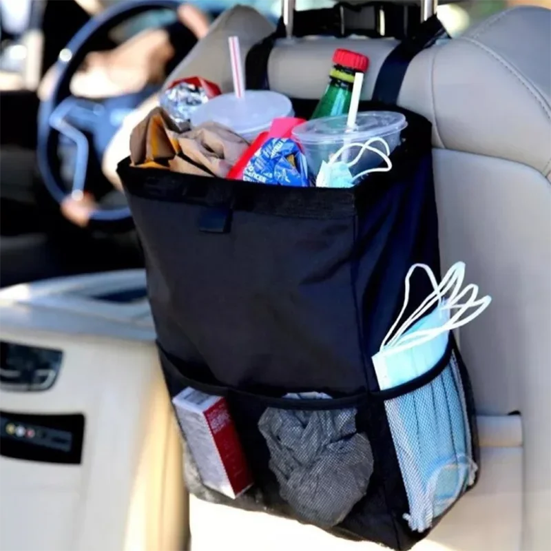 Bolsa de basura colgante para asiento trasero de coche, bolsa de almacenamiento multifuncional impermeable, accesorios de basura