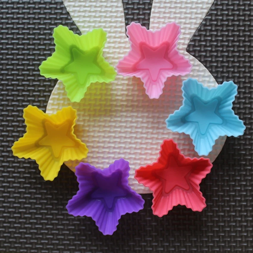 6 Pcs Set Non-Stick Flower Designs Silicone Mold Chocolate Pudding Ice Mould Cupcake Cake Tools DIY Mini Soap Molds Tulip stars