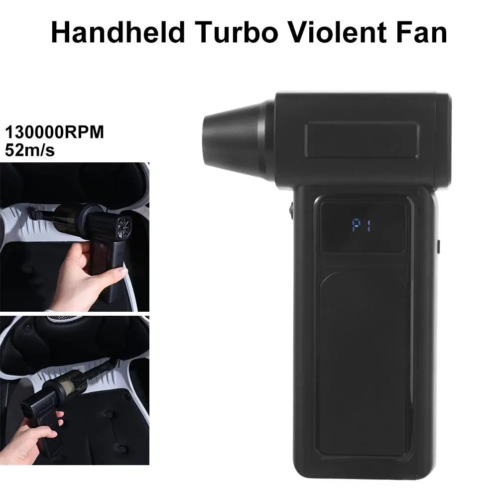 130000 RPM Handheld Turbo Violent Fan Illumination Digital Display Powerful Dust Blower Rechargeable High-Speed Brushless Motor