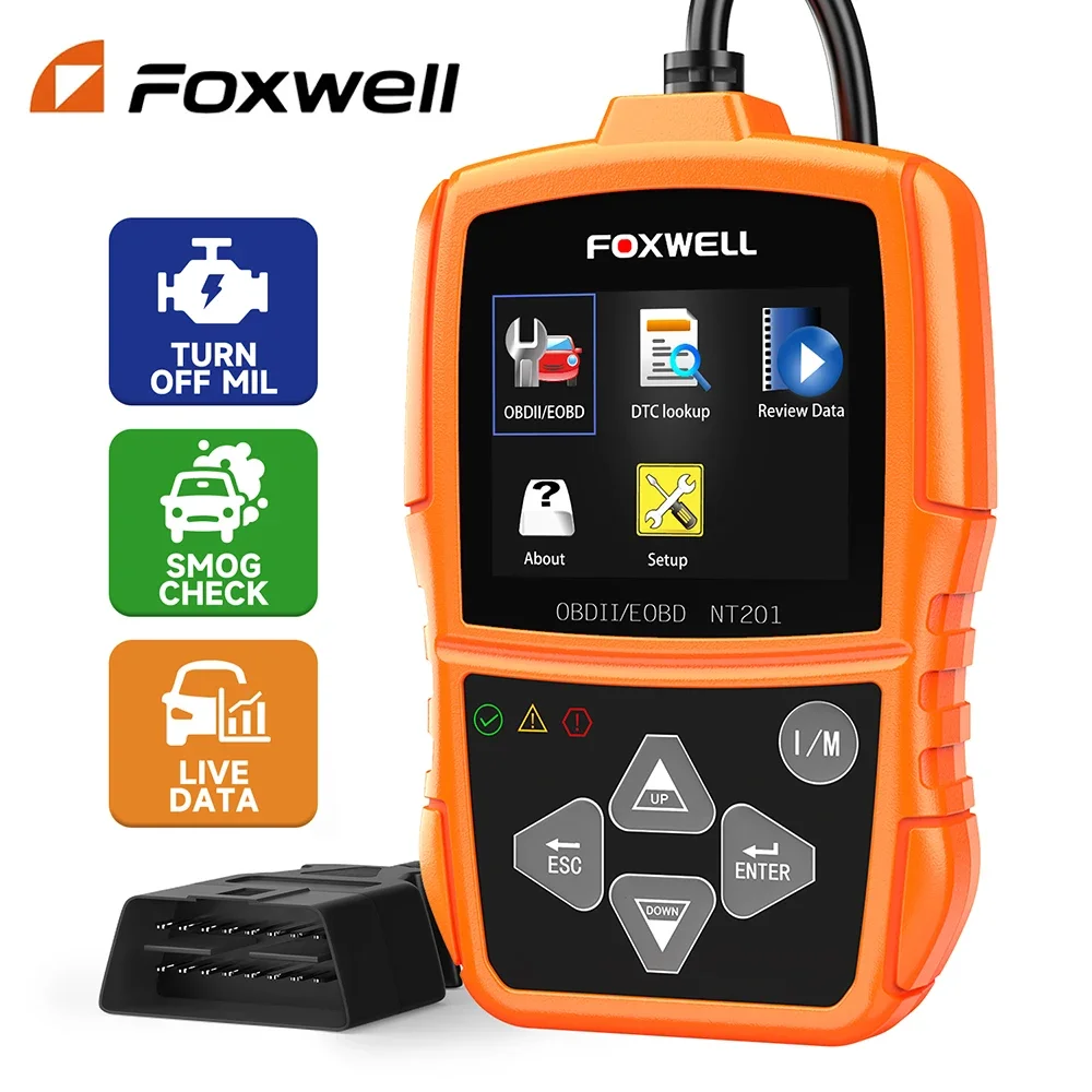 FOXWELL NT201 OBD2 Code  Reader Engine Check Turn Off Engine Light Full OBDII Function OBD2 Scanner