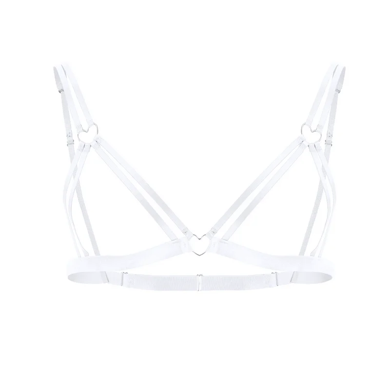 Men Sexy Bras Fetish Style Heart-Shaped Metal Ring Underwear Hollow Perspective Sissy Lingerie Straps Adjustable Exotic Bra view 6