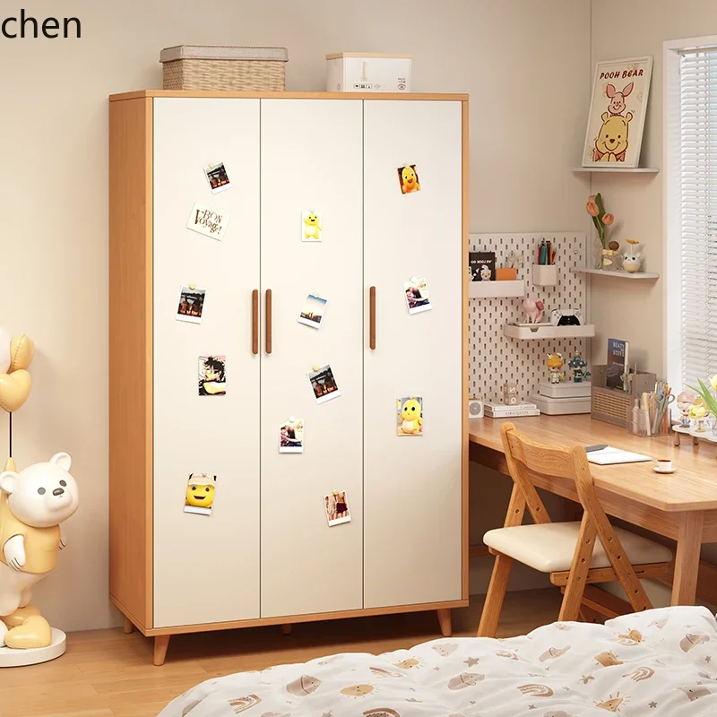 Wardrobe Bedroom Home Cream Style Hanging Wardrobe New Wall-Mounted Integrated Storage Cabinet Segmented Large Wardrobe