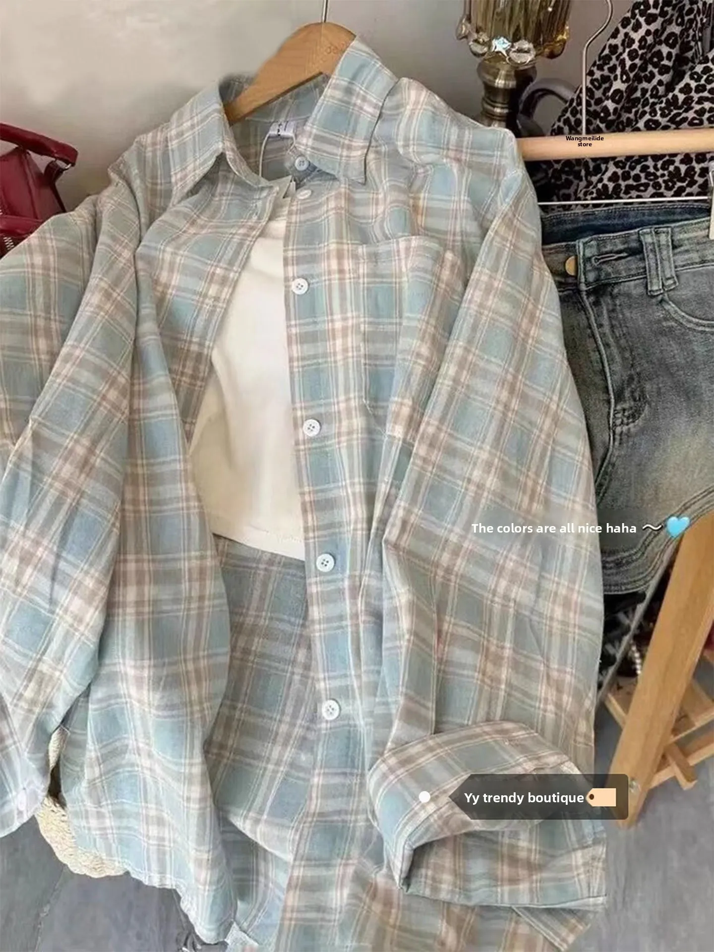 

Защита от солнца в клетку Long Sve irt, женский ранний осень 2024, новый свободный дизайн, открытый кардиган, верхняя одежда, французская пуговица