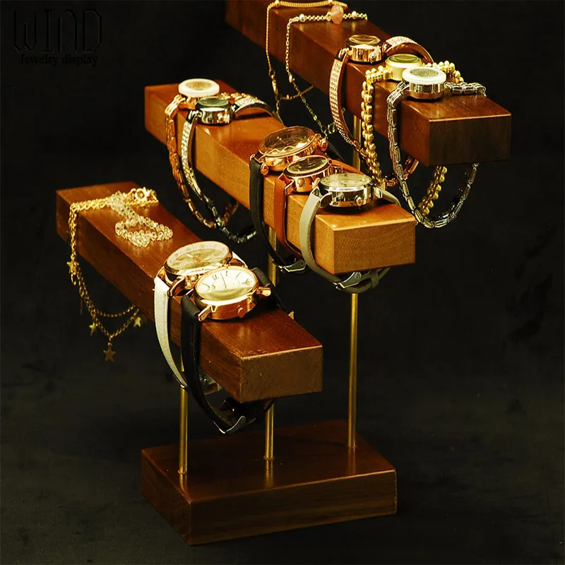 Walnut Color Watch Rack Wrist Watches Storage Stand Bracelet Solid Wood Display Decoration Organizador De Joyas image 3