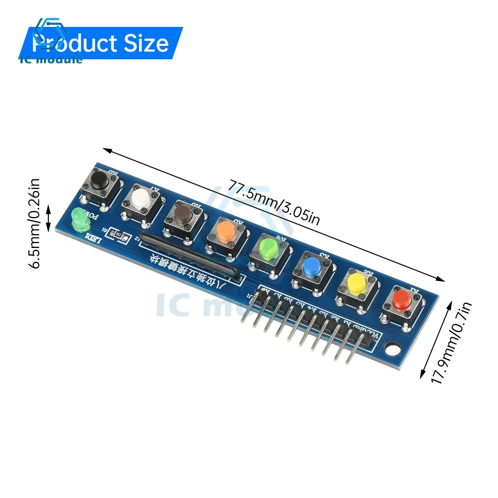 8 Independent Key Button Touch Button Module with LED Indicator Keyboard Module Keypad Module for Arduino/ARM for Raspberry Pi