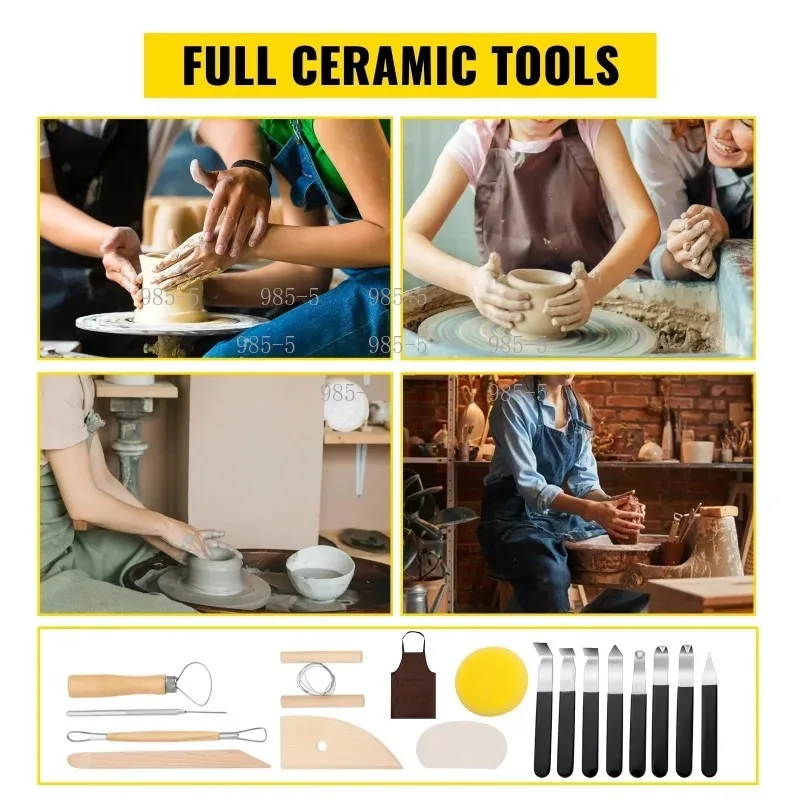 28CM 35CM Electric Pottery Wheel Foot Pedal Clay Forming Machine with Shaping Tools for School Art DIY