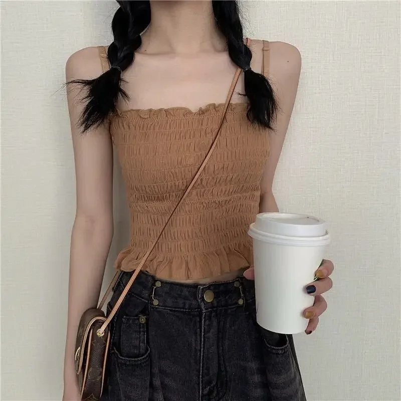 New Y2k Clothes Spring Woman Clothes Tank Aesthetic Cute Corset Sexy Exotic Adjustable Strap Vest Crop Y2k Tops топ женский Tops