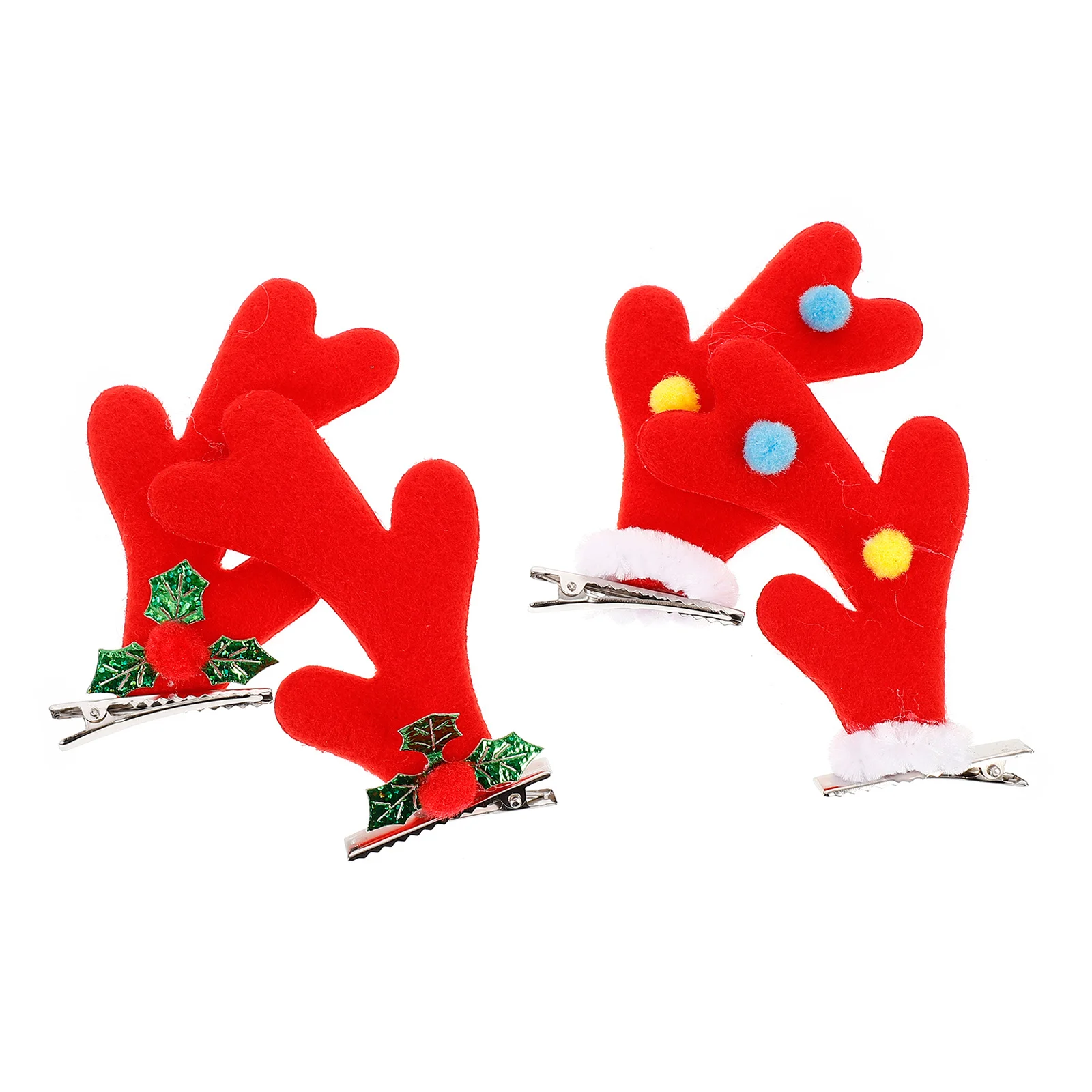 4 قطع من مشابك الشعر على شكل قرن الغزلان، دبابيس شعر على شكل جرس عيد الميلاد، أغطية رأس إبداعية، غطاء رأس مزخرف لحفلات الكرنفال #6