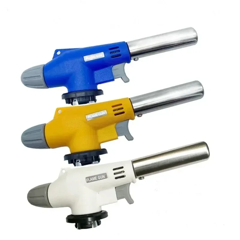 Metal Flame Gun Portable Butane Burner High Temperature Welding Gas Torch Lighter Outdoor Camping BBQ Heating Gas Burner