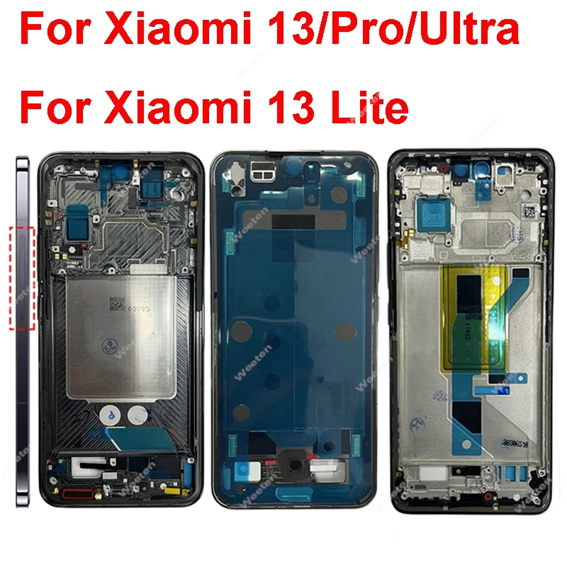

Для Xiaomi 13 13 Pro Lite Ultra Передняя рамка ЖК-дисплея с боковыми кнопками Детали корпуса средней рамки Запасные части для ремонта