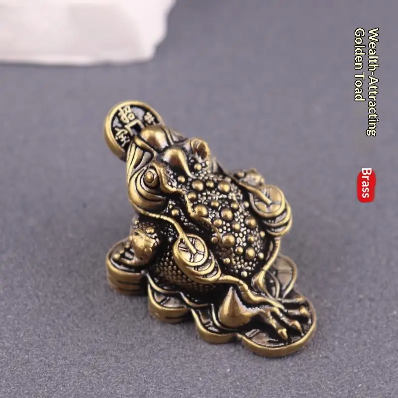 Kupfer-Geldfrosch-Statue Dreibeinige Krötenfigur Feng-Shui-Ornament für Büro Zuhause Schreibtisch Reichtum-Dekoration – Detail 1