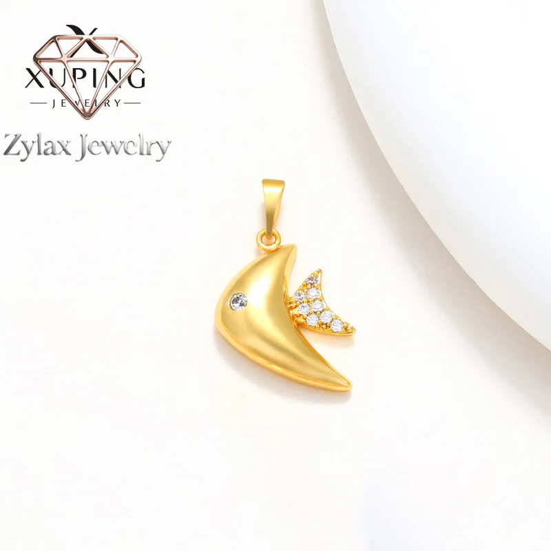 

Zylax Jewelry Luxury 24K 9999 Pure Gold real gold Women's Small Fish Pendant Necklace