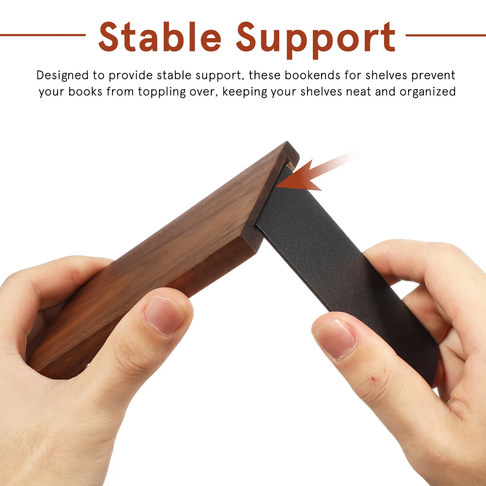 2Pcs Decor Bookends Decorative Organizer Wood Heavy Duty Stable Non Supports Bookshelves Office Kitchen