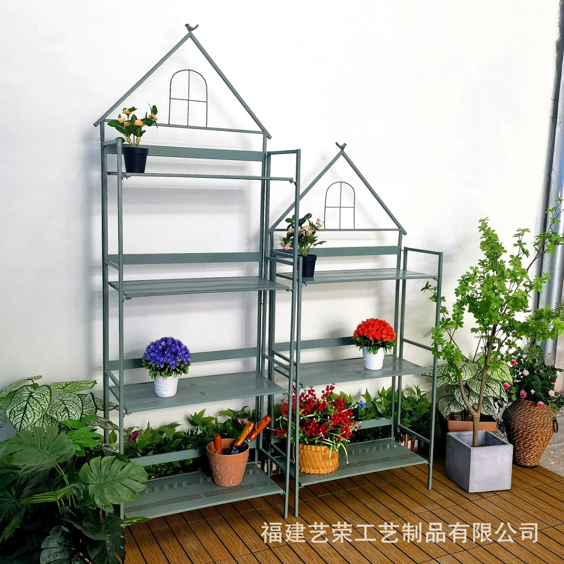 Succulent flower stand, indoor floor-to-ceiling garden shelf, household old-fashioned wrought iron, multi-storey courtyard