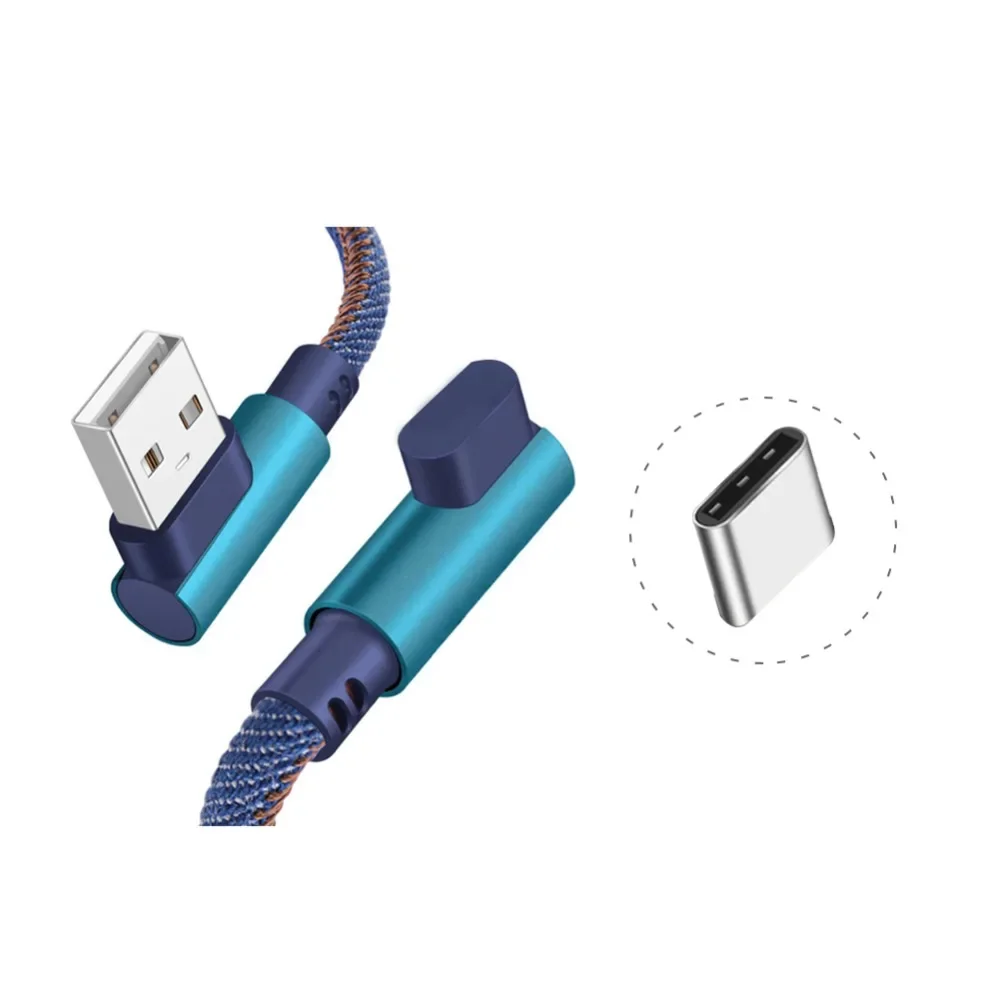 1M High-quality Practical Type-C 90 Degree Right Angle USB 3.1 Data Sync Charger Copper Core Cable For Type C Android