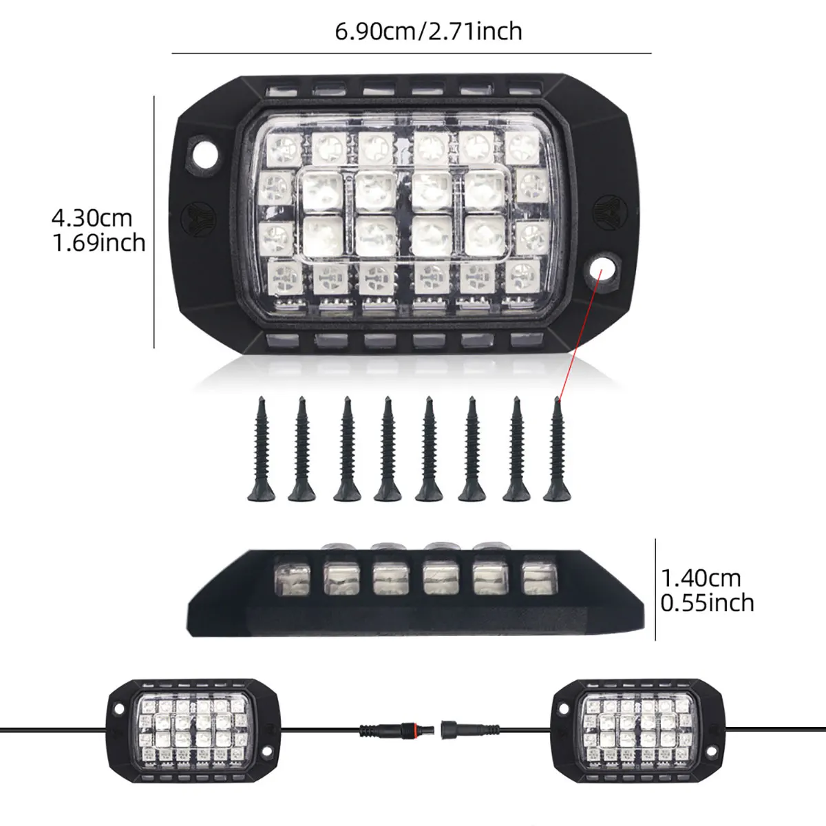 4/8/12 in 1 RGB Car LED 3D Lens Off-road Chassis Decorative Light  APP Remote Control Ambient Light Car Underglow Chassis Light