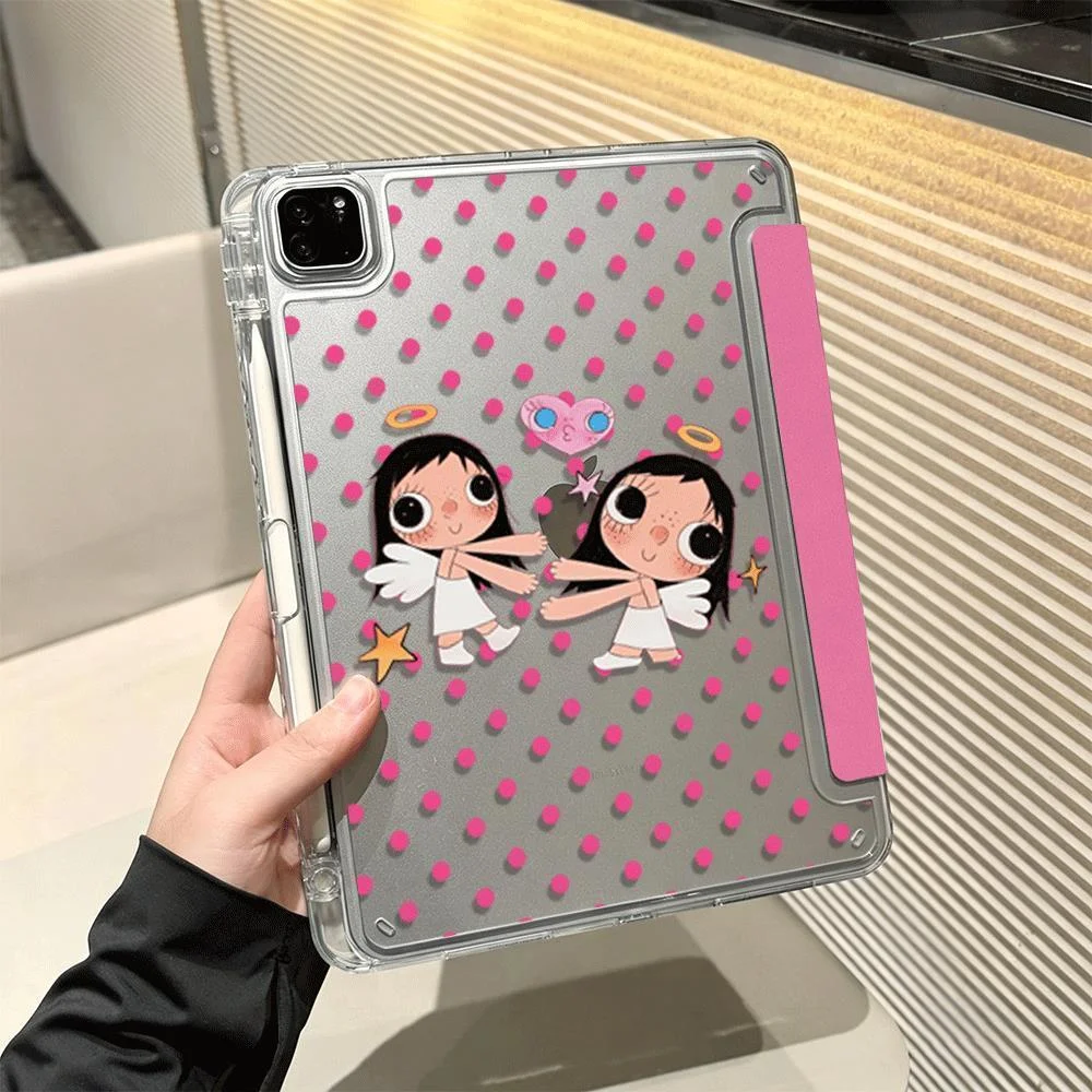 Simple Cute Girl Pink Polka Dot Case For iPad Air 11 10th 11th A16 9th For iPad Pro 11 4 5 10.9in 12.9 M2 M3 M4 Mini 7 6 Holder