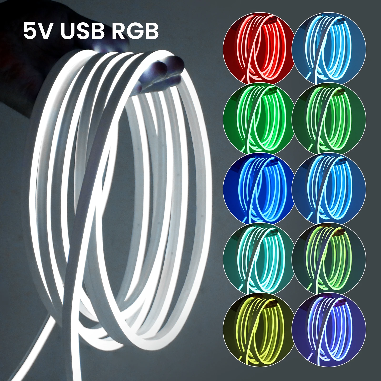 USB 5V RGB Neon Light Strip SMD3535 108Leds/m Flexible Rope Neon Sign 6X12MM Waterproof Ribbon Tape with 24Key Remote Control