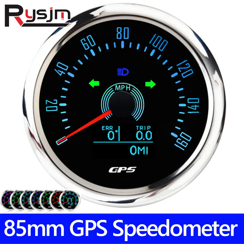 

Universal GPS Speedometer 85mm Car Motorcycle Speed Meter Gauge 7 Colors Backlit Odometer Gauges Trip ODO COG 12V/24V