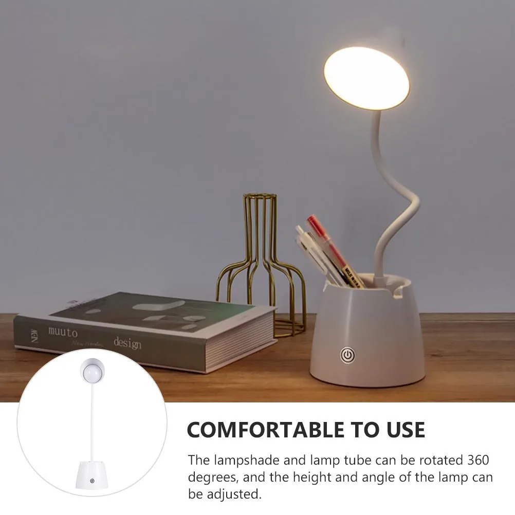 

LED Rechargeable Eye Caring Desk Lamp Ellipse Light Guide Plate Adjustable Height Touch Control Warm White Reading Table Light