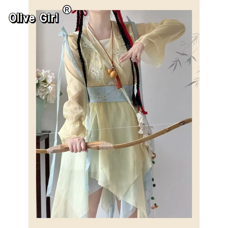 

Olivegirl Hanfu Dress Fairy Elegant Sweet Original Xianxia Daily Ancient Style Set Summer Traditional Chinese Clothing