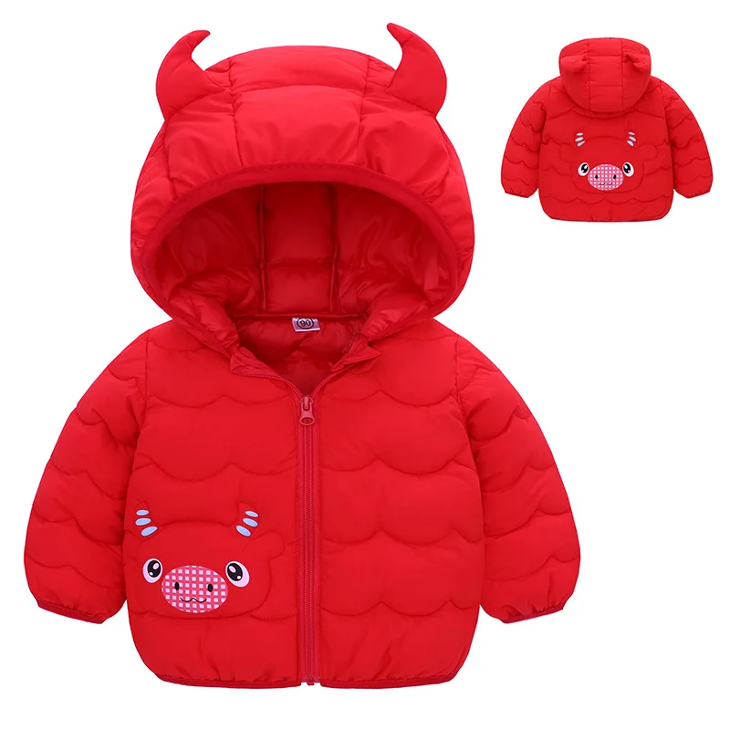 

Winter children's hooded calf down jacket, spring and autumn infant and toddler coats, boys and girls, thickened thermal cotton