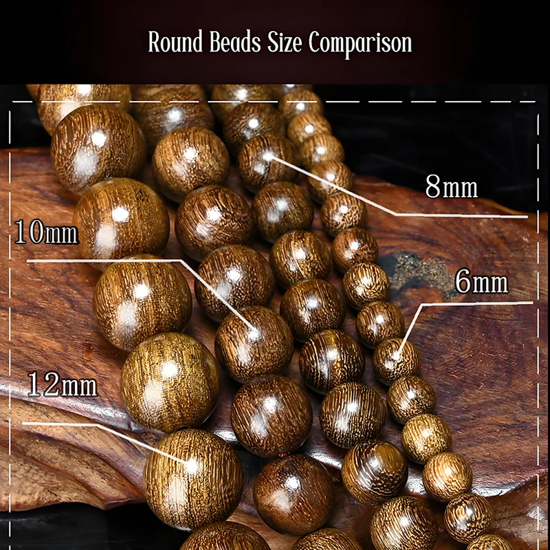 Natural Wooden Bead Bracelets for Women and Men Sandalwood 8mm 108 Mala Round Beads Buddhist Prayers Meditation Elastic Bracelet