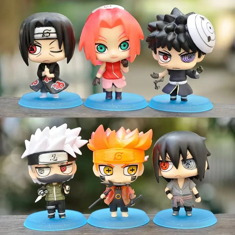 6pcs/set Naruto Anime Figure Itachi Uchiha Sasuke Kakashi Haruno Sakura Action Figure Model Dolls Cake Decoration Kids Toys Gift