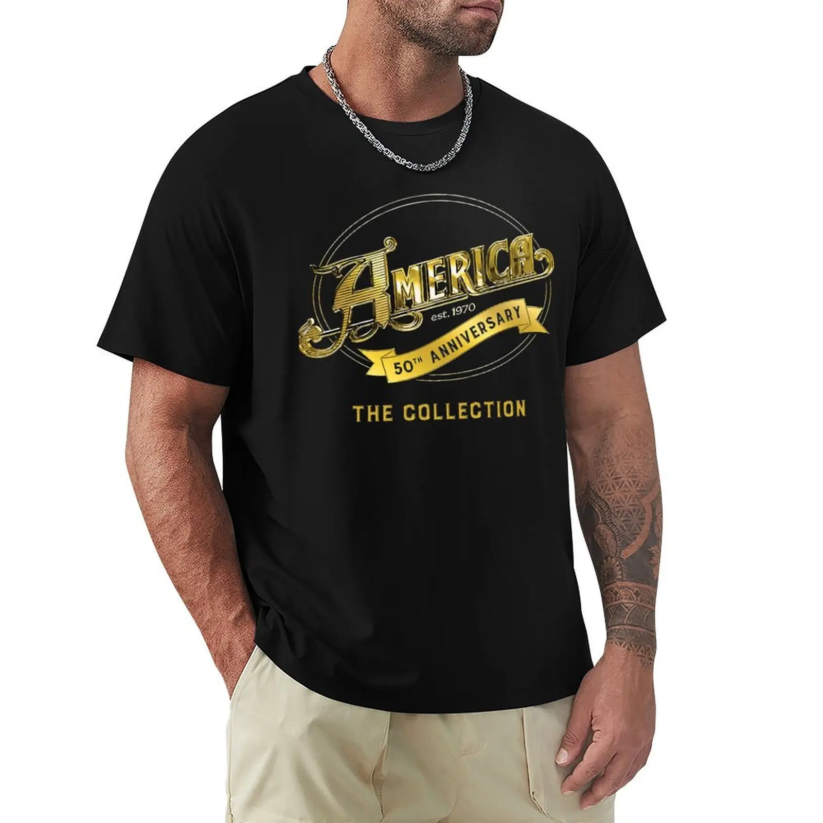 America 50th Anniversary Tour T-Shirt High Elasticity Sports Tee Shirt