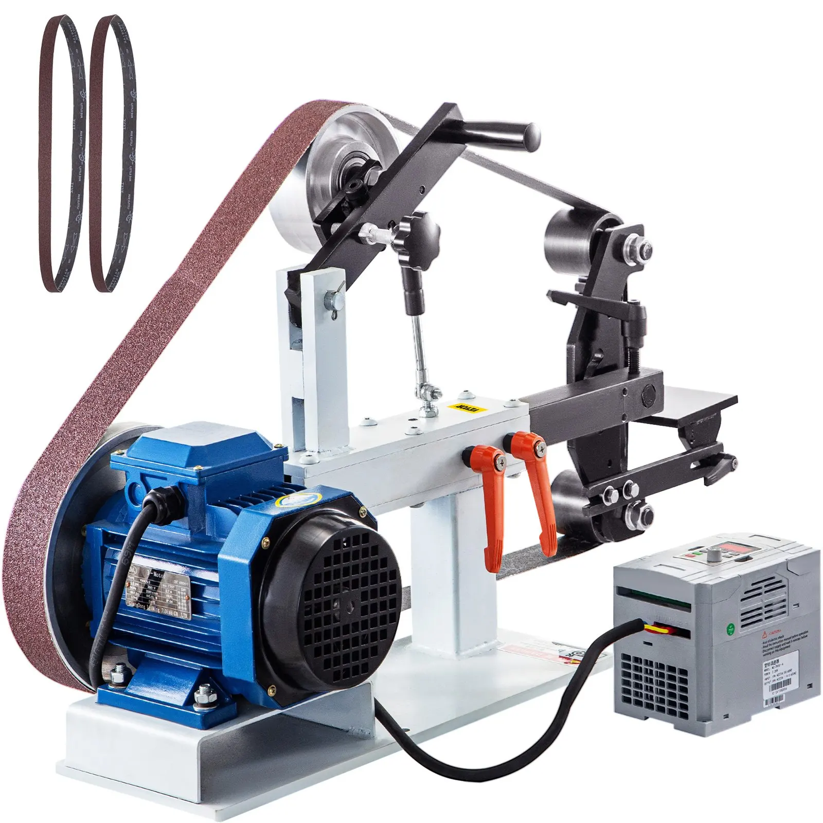 

DAIXI Variable Speed Belt Sander with 3 Grinding Wheel Bench Sander 12inch Wheel and Flat Platen Tool Rest for Knife Making