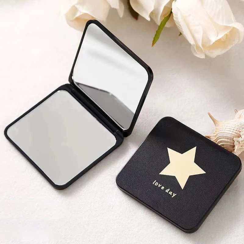 New Double-sided Foldable Mirror Portable Pocket Makeup Square Small Mirror Cute Girl Handheld Mini Pocket Gift