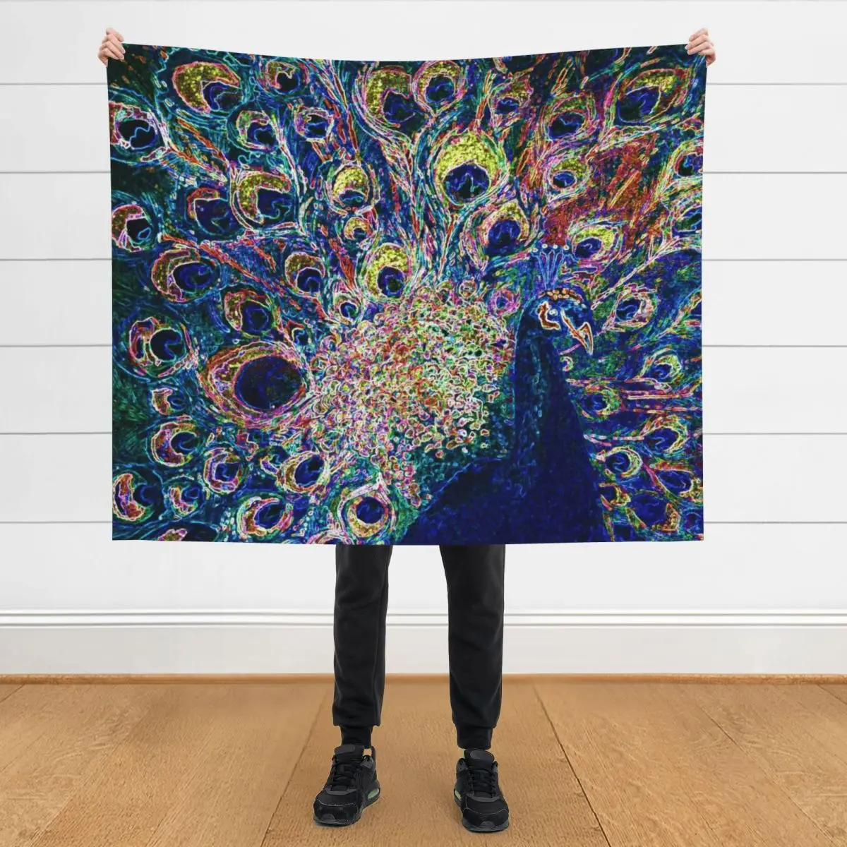 

Neon Peacock Full Glory Throw Blanket Large Travel Beautifuls warm winter Blankets