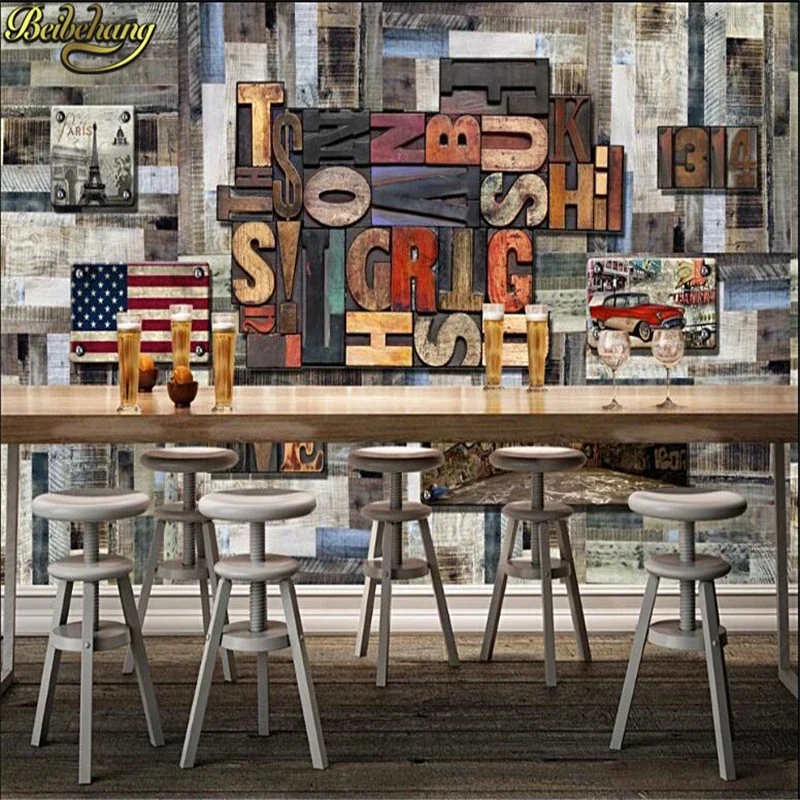 Custom photo mural wallpaper 3D English alphabet bar restaurant background wall paper 3D wall papers home decor Stickers