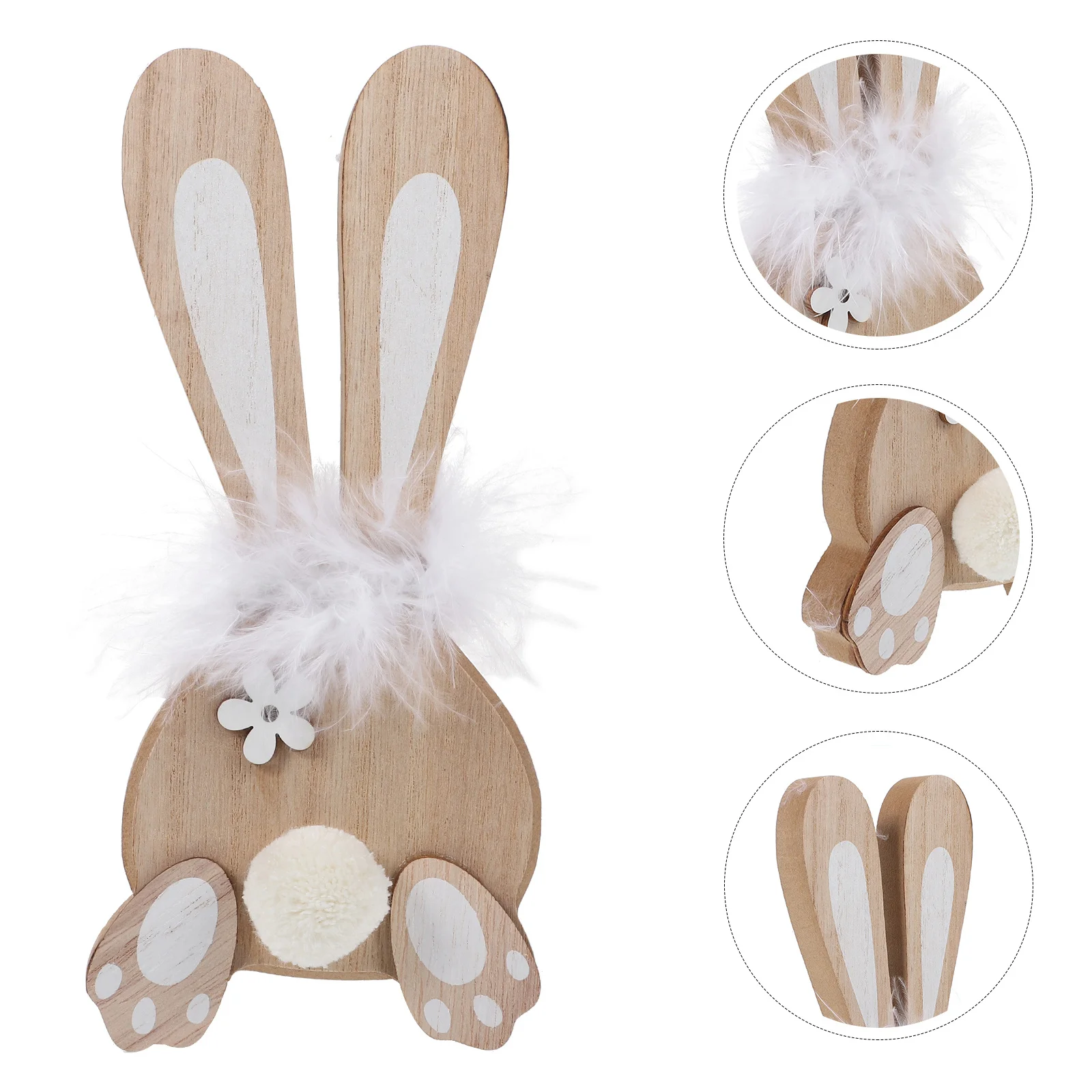 

Wooden Rabbit Scene Decoration Large Easter Wood Bunny Statue Tabletop Spring Home Decor Rabbit Ornament Photography Prop