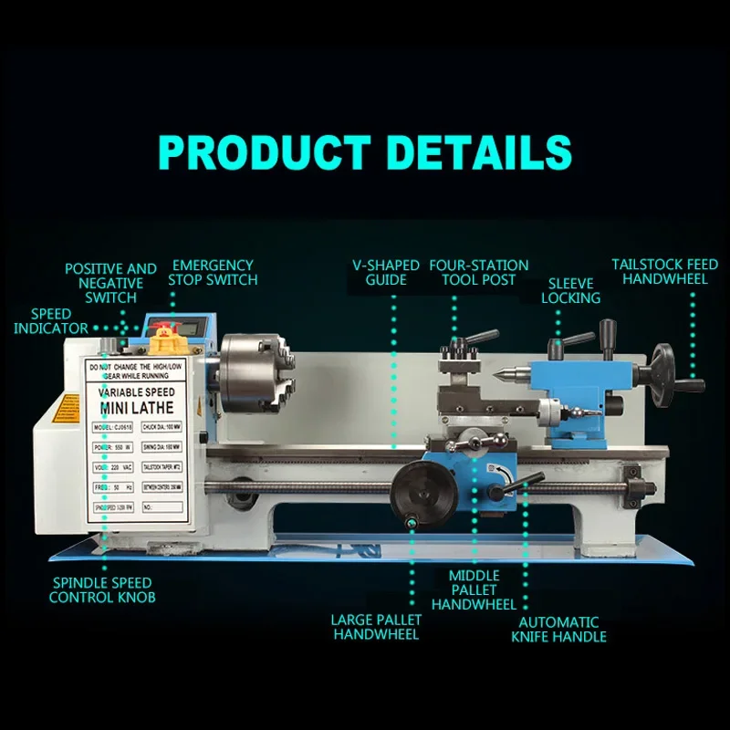 Brushless / Brushed Motor Mini Lathe 32mm Spindle hole 100mm Chuck Ordinary Small Lathe 0618 2025 NEW